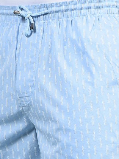 Blue Printed 100% Cotton Lounge Shorts-Men Lounge Shorts-Crimsoune Club