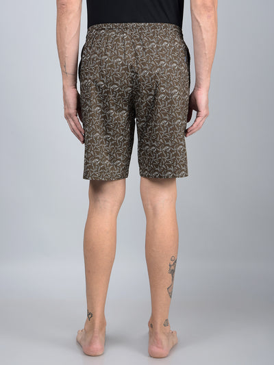 Brown Printed 100% Cotton Lounge Shorts-Men Lounge Shorts-Crimsoune Club