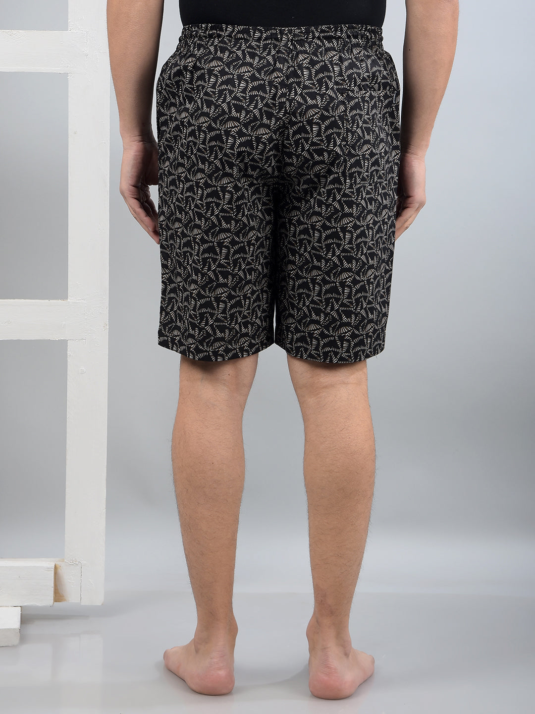 Black Printed 100% Cotton Lounge Shorts-Men Lounge Shorts-Crimsoune Club