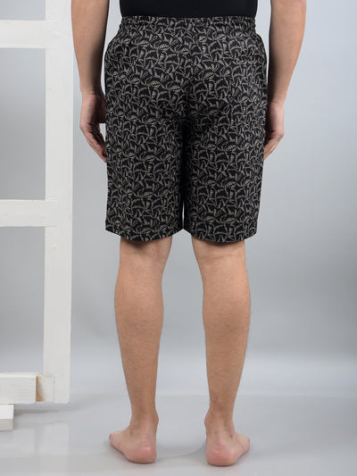 Black Printed 100% Cotton Lounge Shorts-Men Lounge Shorts-Crimsoune Club