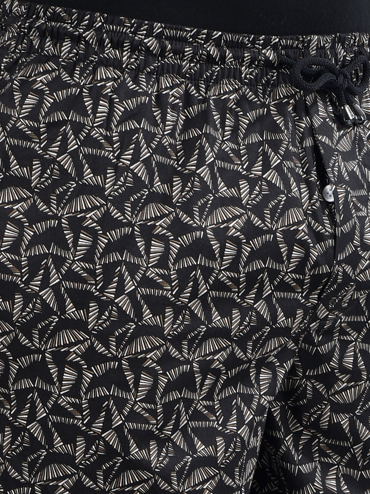 Black Printed 100% Cotton Lounge Shorts-Men Lounge Shorts-Crimsoune Club