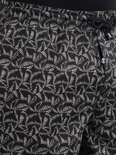 Black Printed 100% Cotton Lounge Shorts-Men Lounge Shorts-Crimsoune Club
