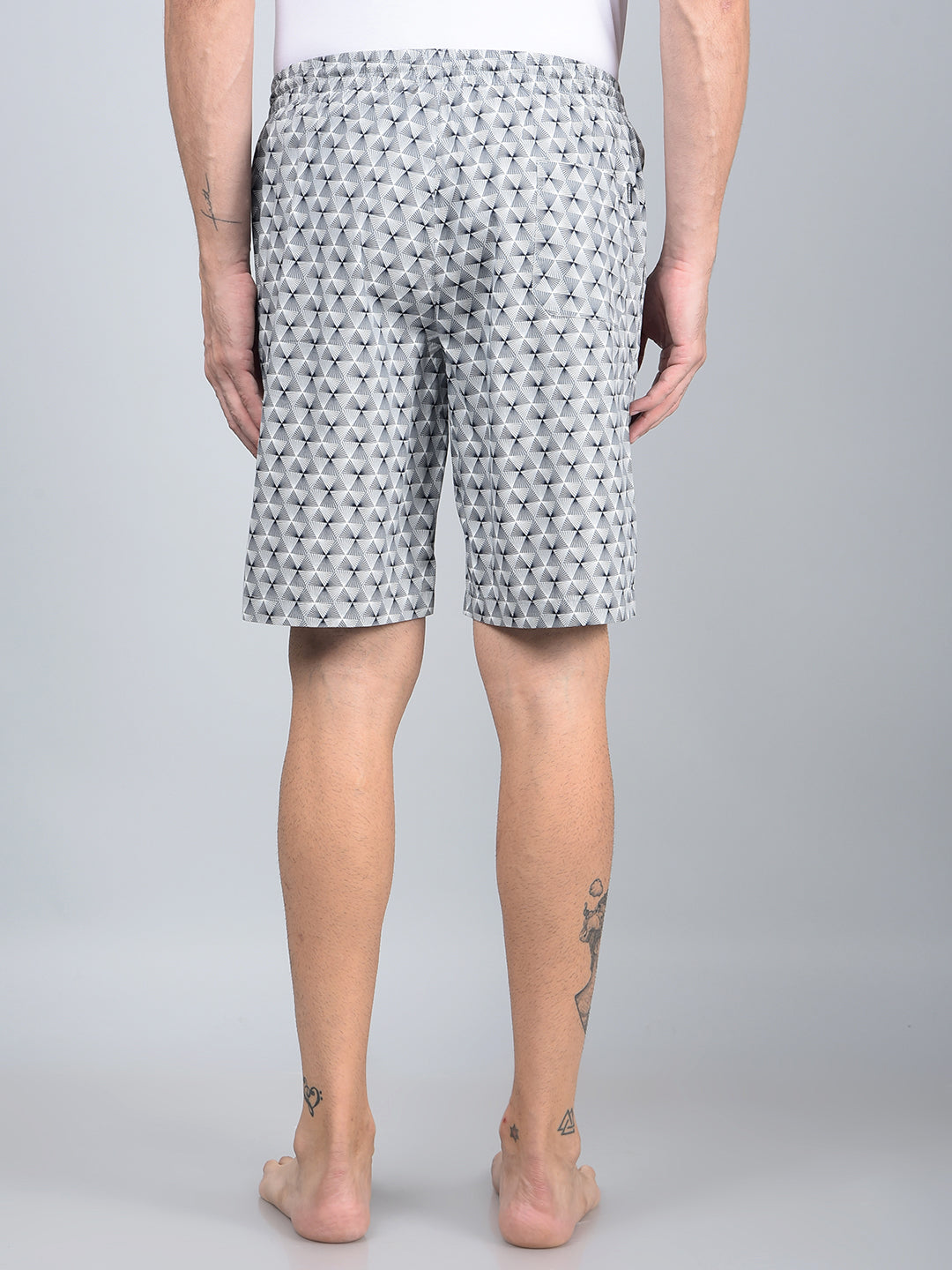 Grey Printed 100% Cotton Lounge Shorts-Men Lounge Shorts-Crimsoune Club