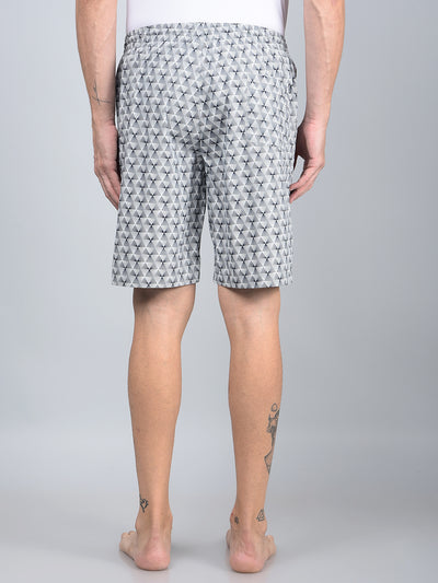 Grey Printed 100% Cotton Lounge Shorts-Men Lounge Shorts-Crimsoune Club