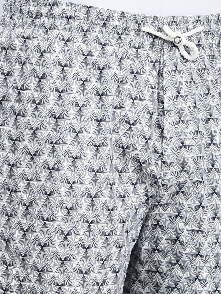 Grey Printed 100% Cotton Lounge Shorts-Men Lounge Shorts-Crimsoune Club
