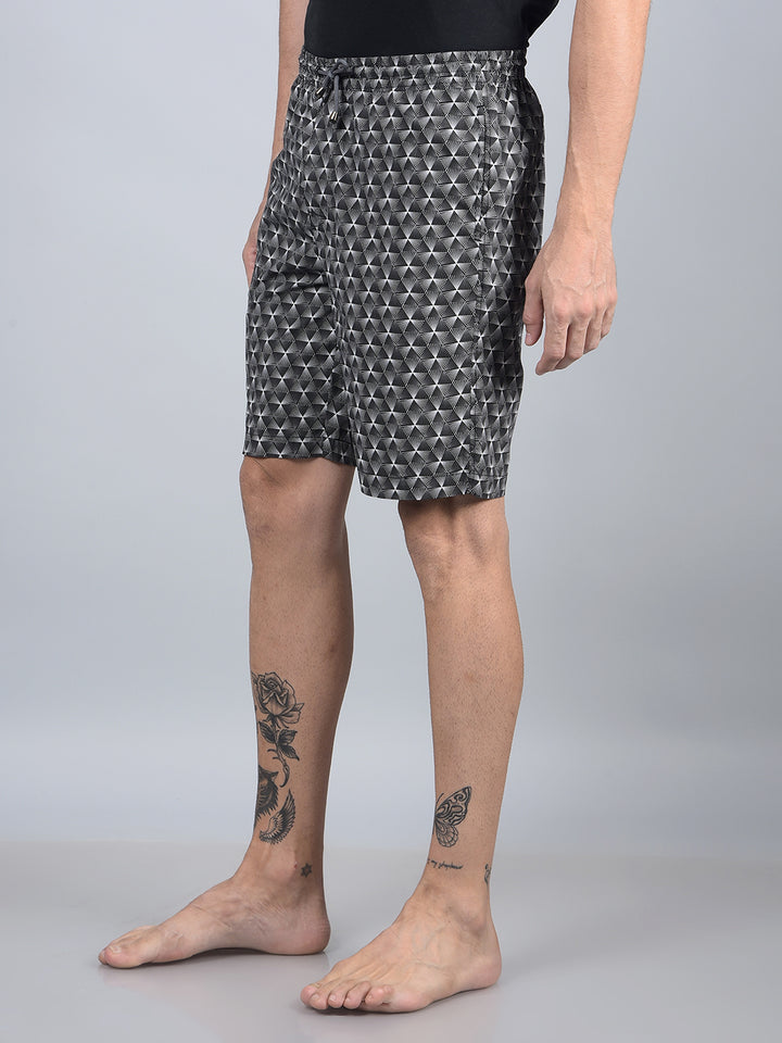 Black Printed 100% Cotton Lounge Shorts-Men Lounge Shorts-Crimsoune Club