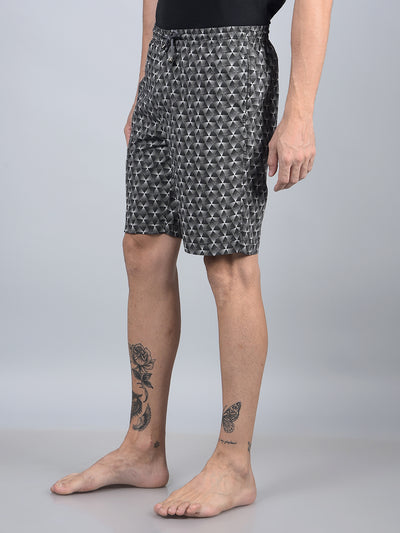 Black Printed 100% Cotton Lounge Shorts-Men Lounge Shorts-Crimsoune Club