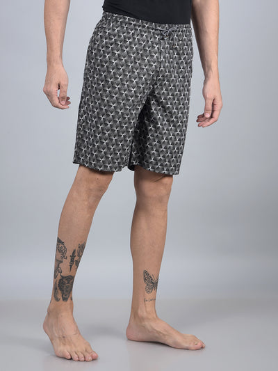 Black Printed 100% Cotton Lounge Shorts-Men Lounge Shorts-Crimsoune Club