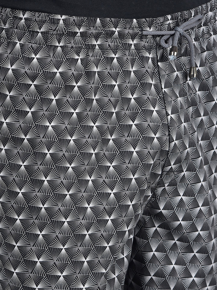 Black Printed 100% Cotton Lounge Shorts-Men Lounge Shorts-Crimsoune Club