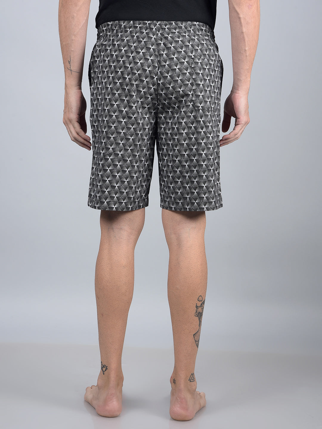 Black Printed 100% Cotton Lounge Shorts-Men Lounge Shorts-Crimsoune Club