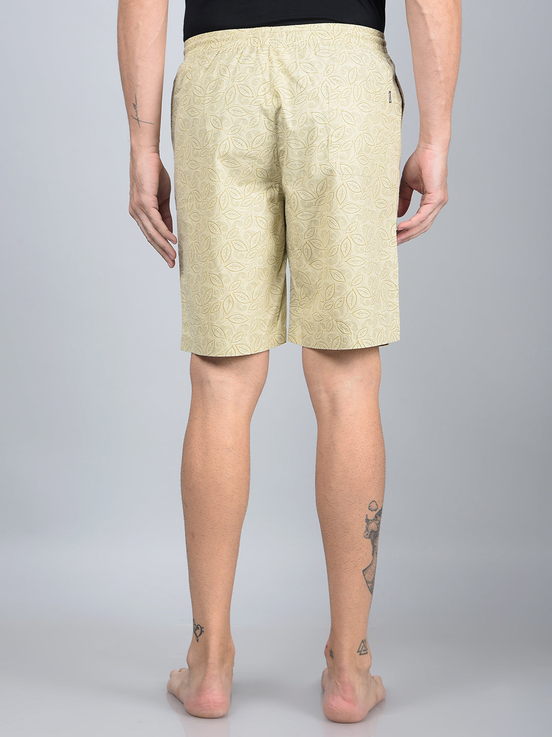 Beige Floral Print 100% Cotton Lounge Shorts-Men Lounge Shorts-Crimsoune Club