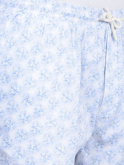 Blue Floral Print 100% Cotton Lounge Shorts-Men Lounge Shorts-Crimsoune Club