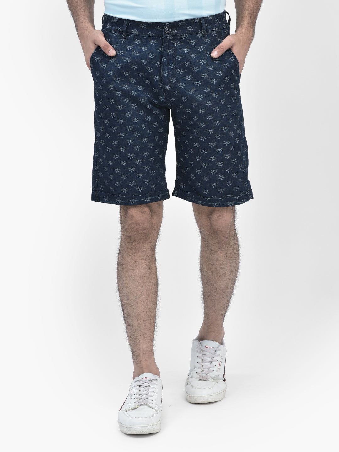 Floral Navy Blue Shorts-Men Shorts-Crimsoune Club