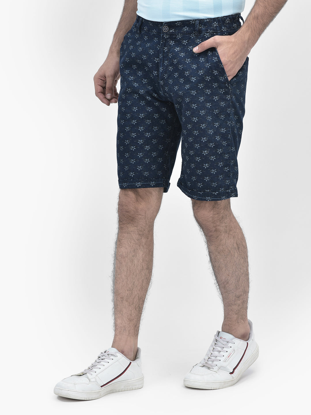 Floral Navy Blue Shorts-Men Shorts-Crimsoune Club