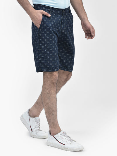 Floral Navy Blue Shorts-Men Shorts-Crimsoune Club