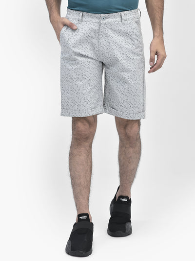 Printed Grey Shorts-Men Shorts-Crimsoune Club