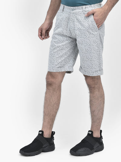 Printed Grey Shorts-Men Shorts-Crimsoune Club