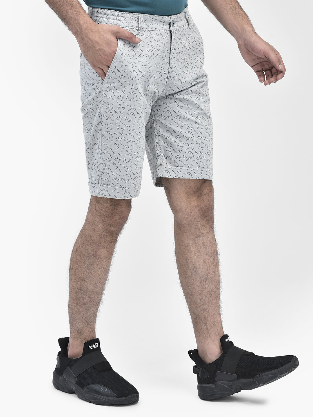 Printed Grey Shorts-Men Shorts-Crimsoune Club