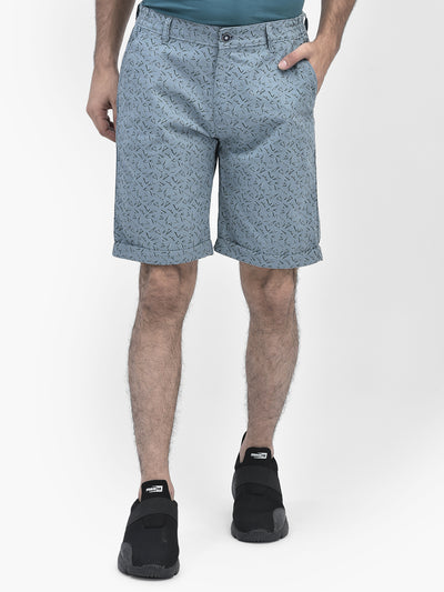 Printed Blue Shorts-Men Shorts-Crimsoune Club