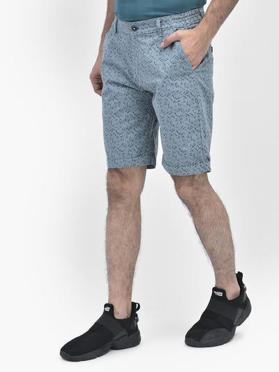 Printed Blue Shorts-Men Shorts-Crimsoune Club