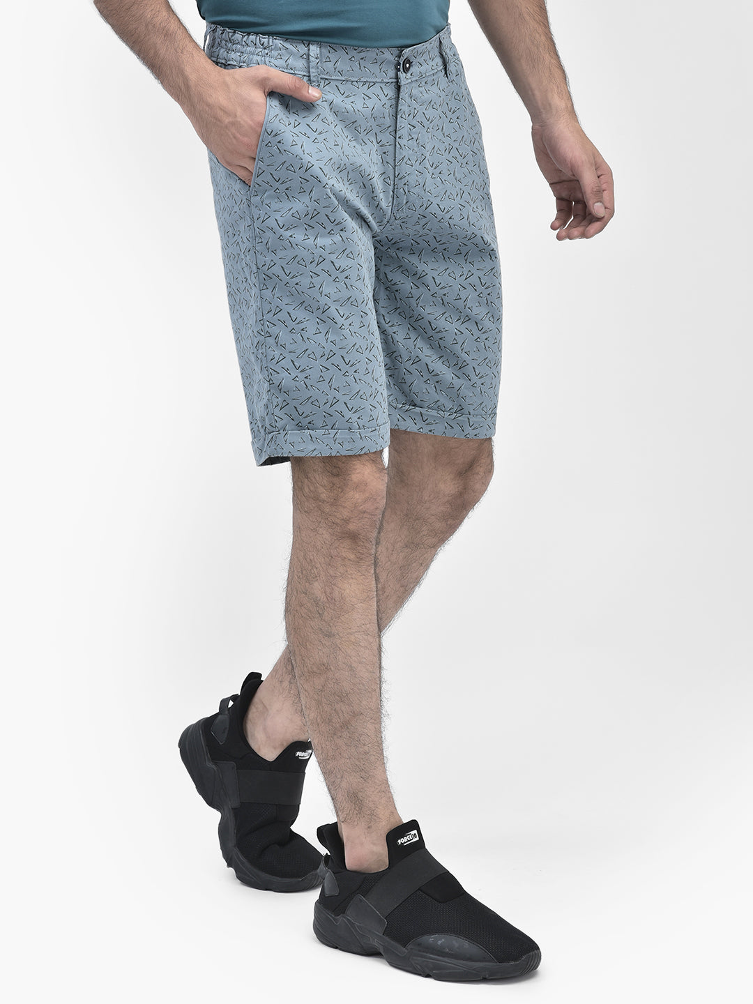 Printed Blue Shorts-Men Shorts-Crimsoune Club