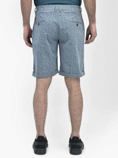 Printed Blue Shorts-Men Shorts-Crimsoune Club