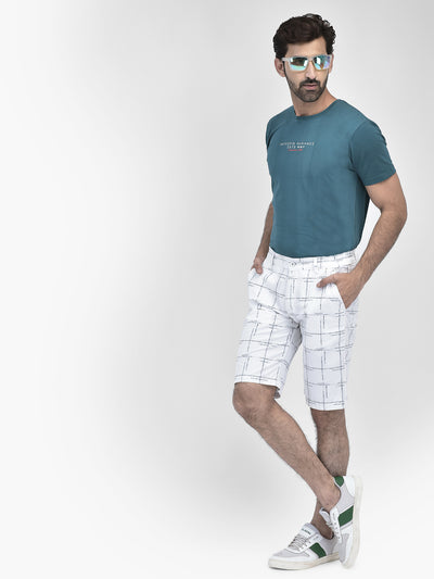 Printed White Shorts-Men Shorts-Crimsoune Club