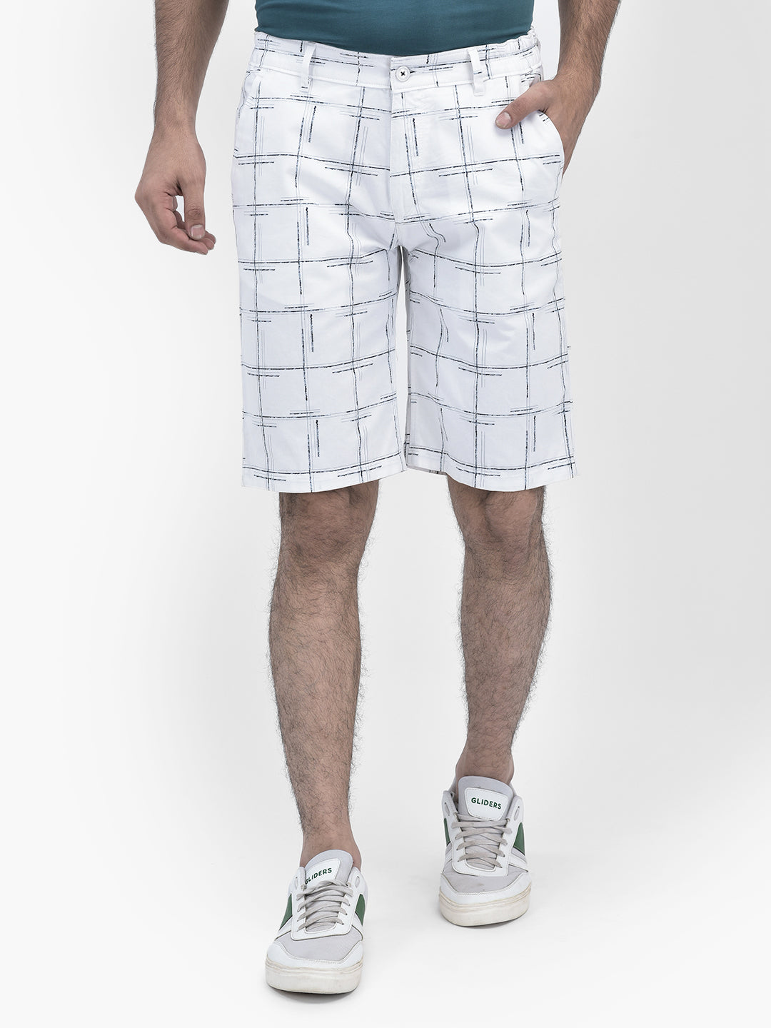 Printed White Shorts-Men Shorts-Crimsoune Club