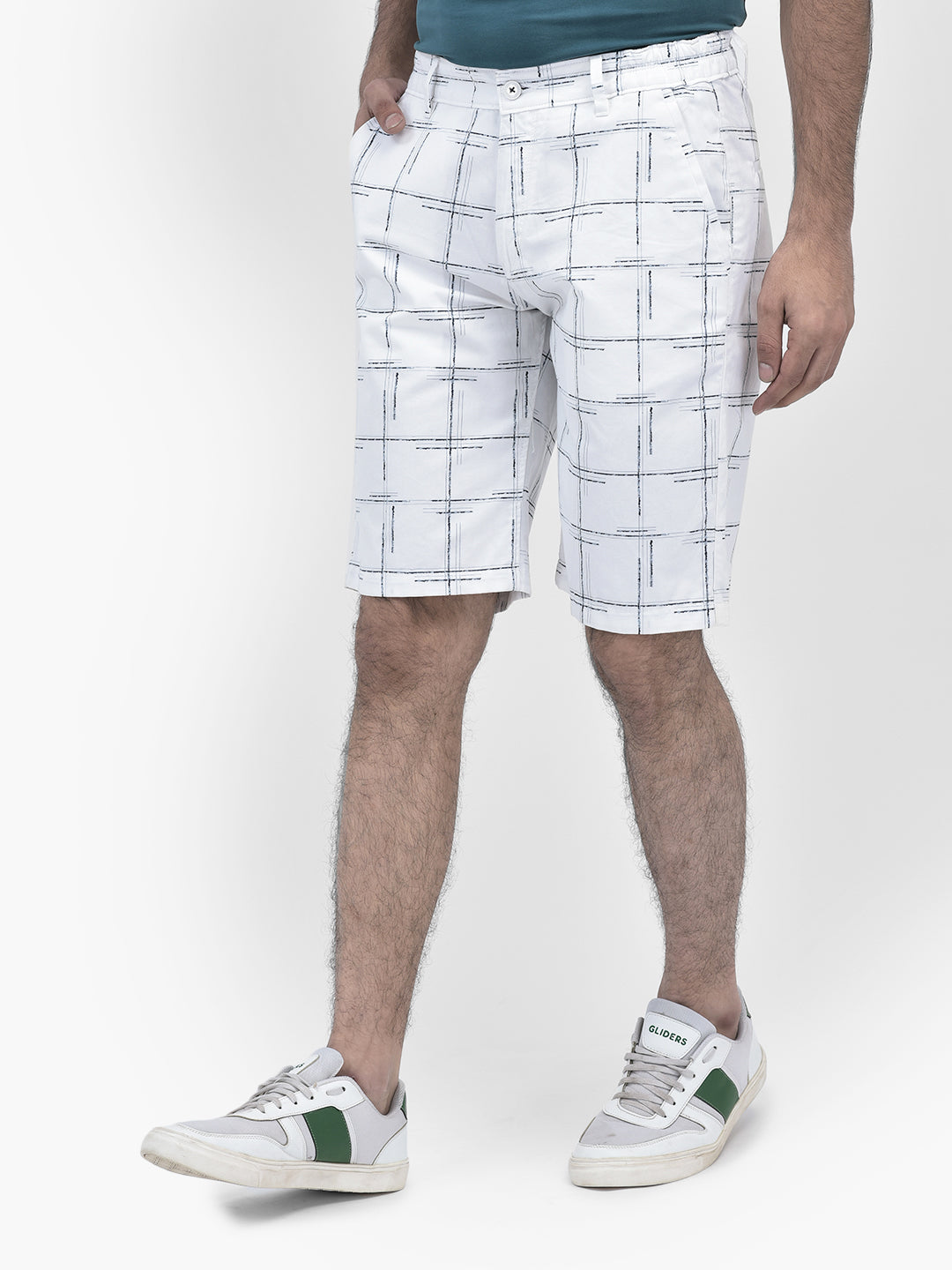 Printed White Shorts-Men Shorts-Crimsoune Club