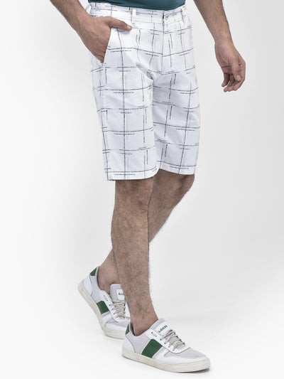 Printed White Shorts-Men Shorts-Crimsoune Club