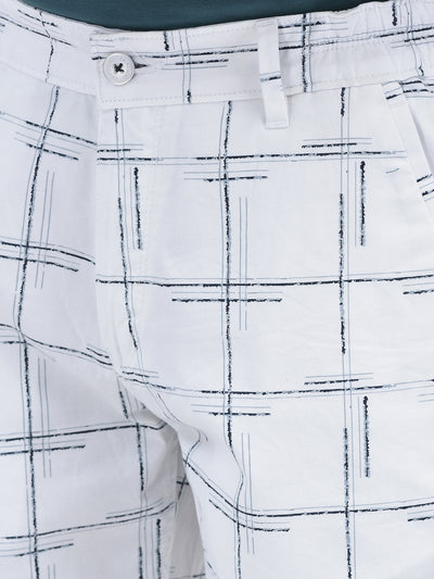 Printed White Shorts-Men Shorts-Crimsoune Club