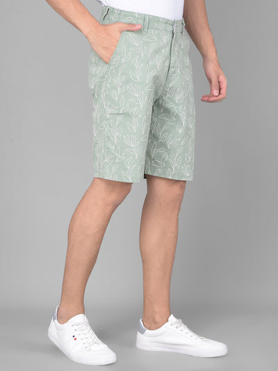 Green Printed Shorts-Men Shorts-Crimsoune Club