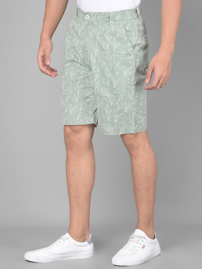 Green Printed Shorts-Men Shorts-Crimsoune Club