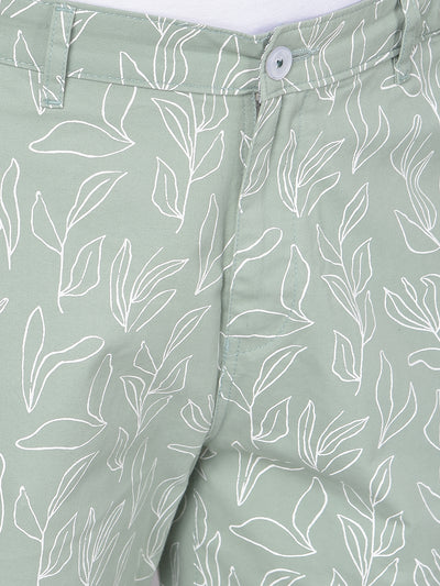 Green Printed Shorts-Men Shorts-Crimsoune Club