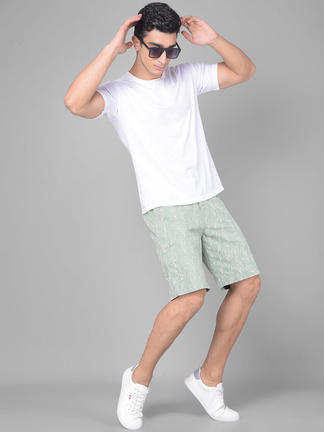 Green Printed Shorts-Men Shorts-Crimsoune Club