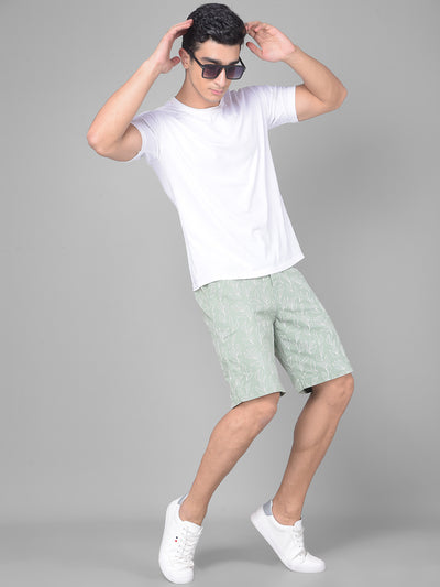 Green Printed Shorts-Men Shorts-Crimsoune Club