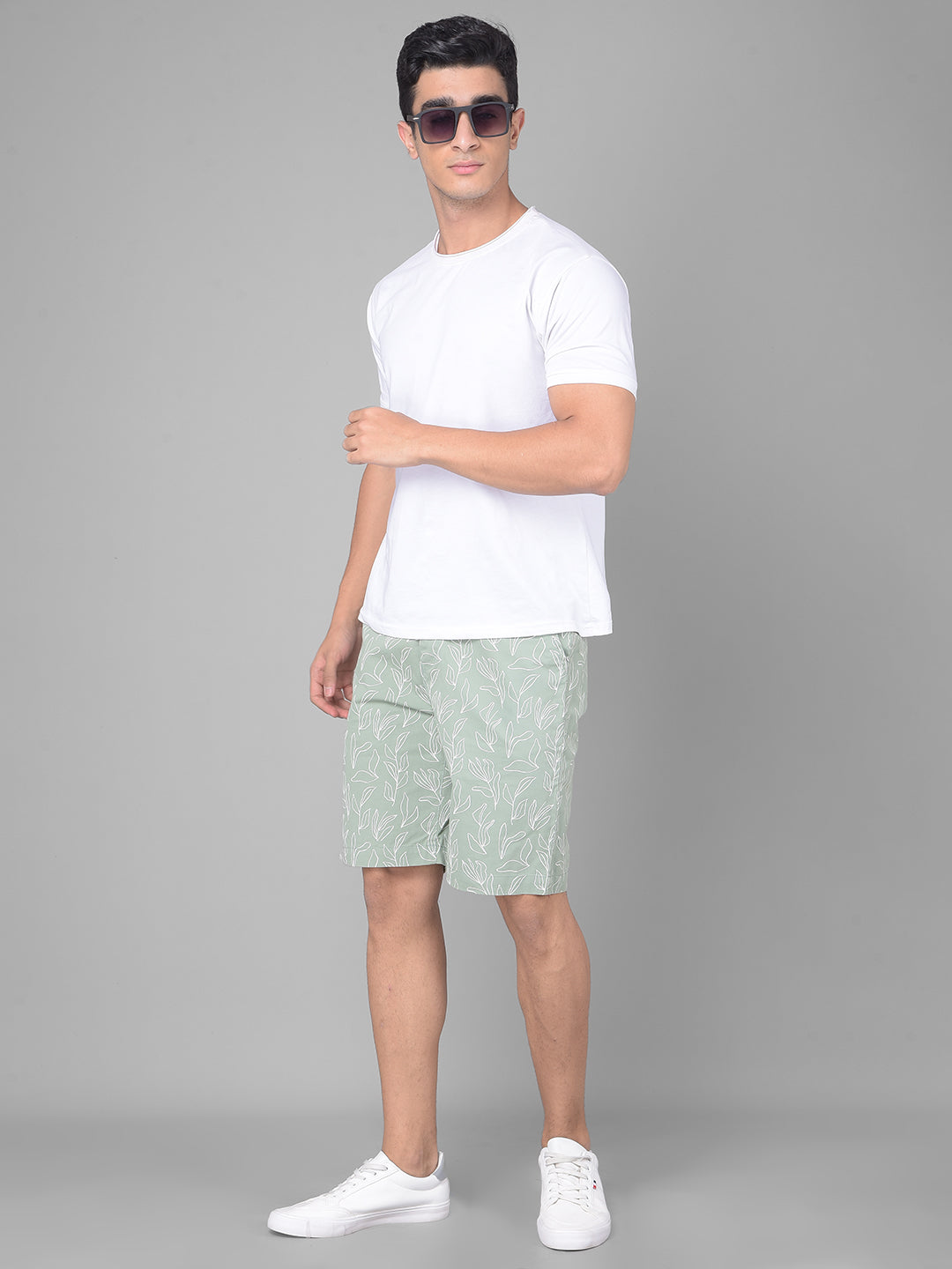 Green Printed Shorts-Men Shorts-Crimsoune Club