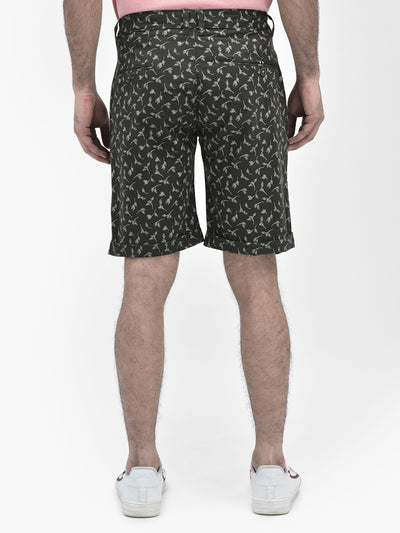 Floral Olive Shorts-Men Shorts-Crimsoune Club