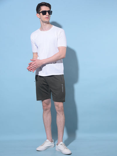 Olive Textured Printed Shorts-Men Shorts-Crimsoune Club