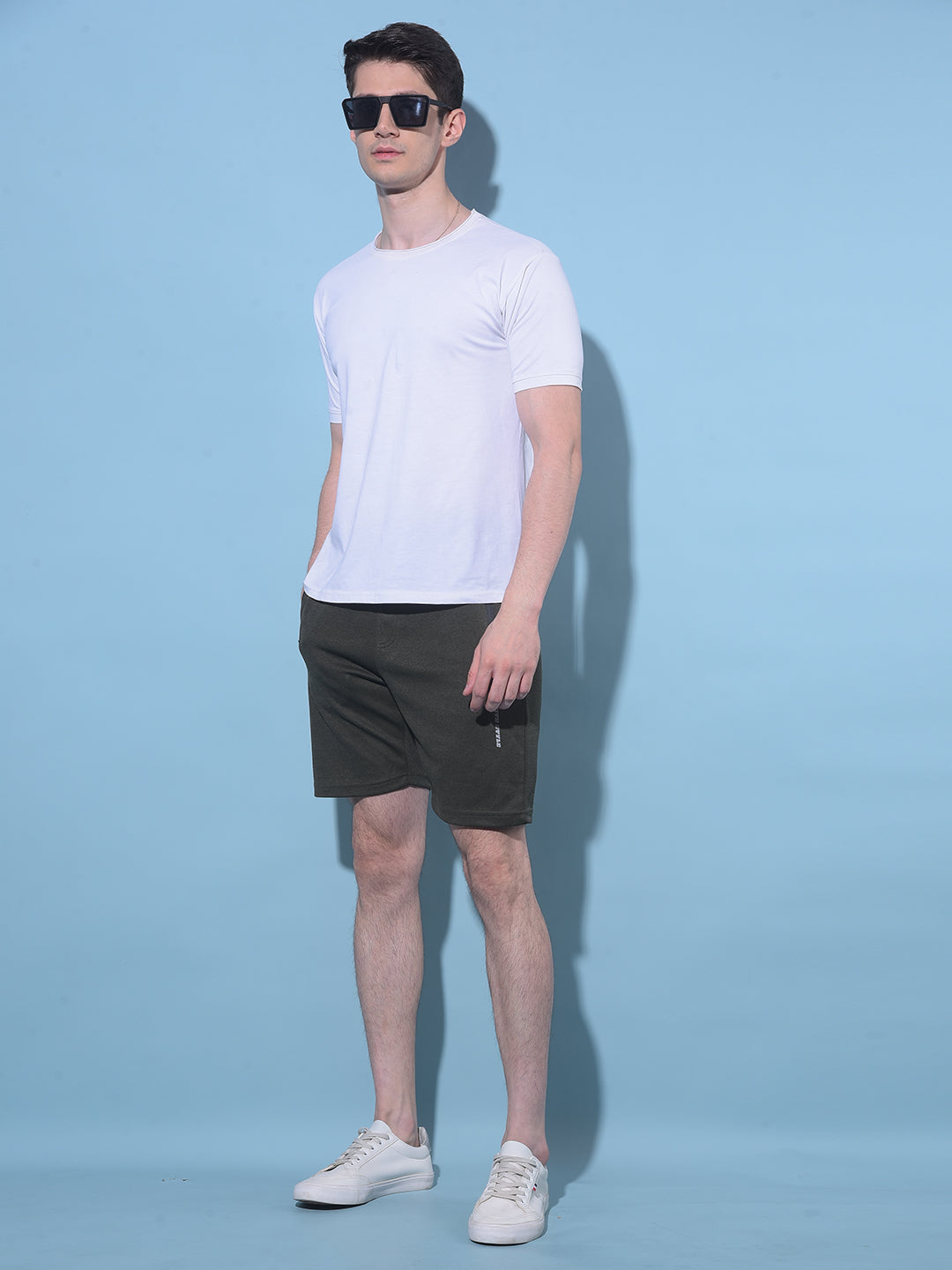 Olive Textured Printed Shorts-Men Shorts-Crimsoune Club