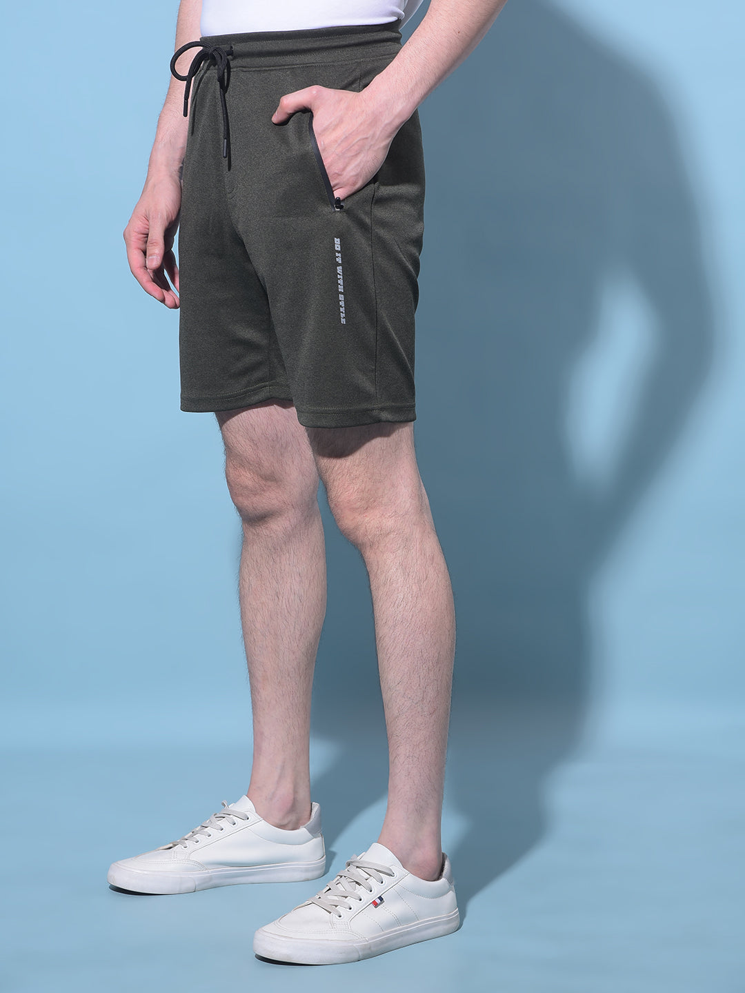 Olive Textured Printed Shorts-Men Shorts-Crimsoune Club