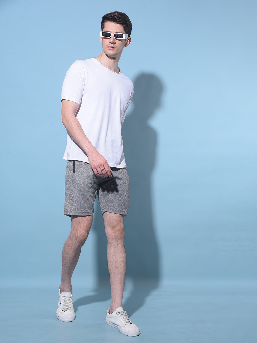 Grey Textured Printed Shorts-Men Shorts-Crimsoune Club