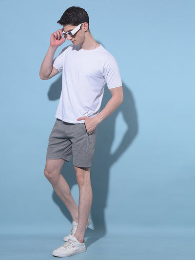 Grey Textured Printed Shorts-Men Shorts-Crimsoune Club