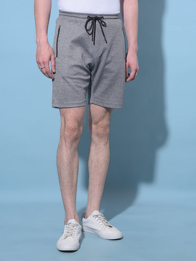Grey Textured Printed Shorts-Men Shorts-Crimsoune Club