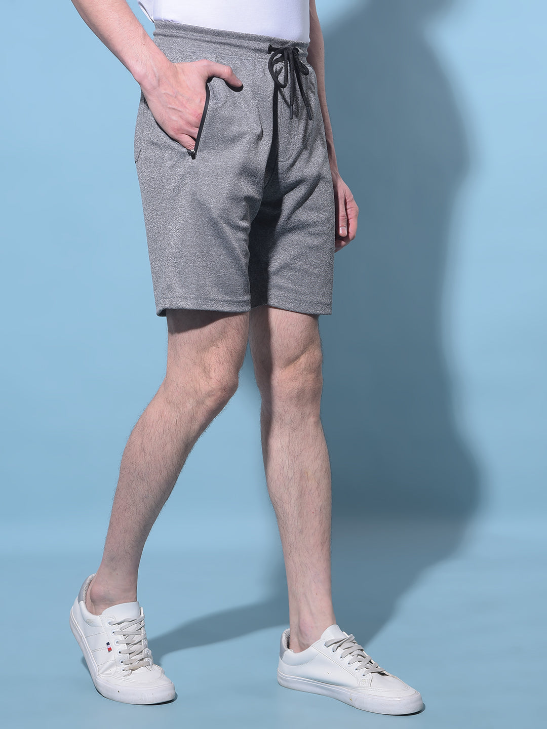 Grey Textured Printed Shorts-Men Shorts-Crimsoune Club