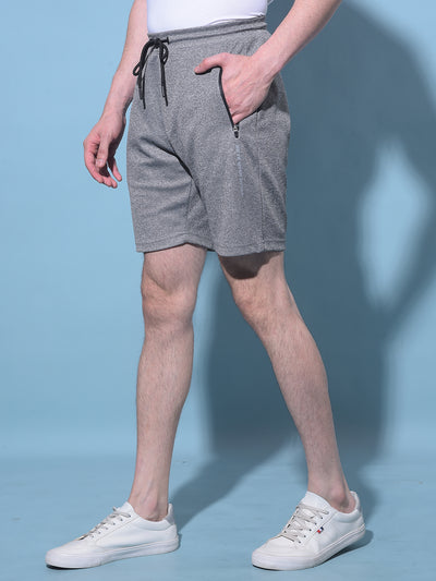 Grey Textured Printed Shorts-Men Shorts-Crimsoune Club