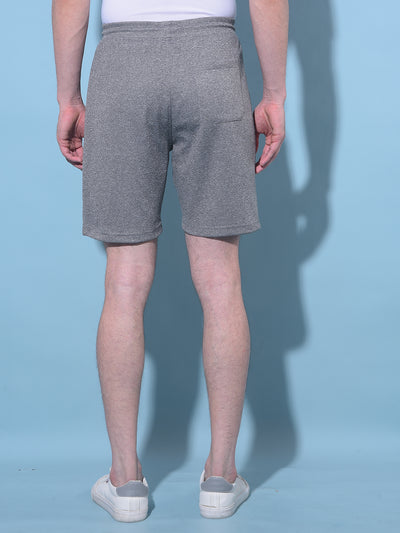 Grey Textured Printed Shorts-Men Shorts-Crimsoune Club