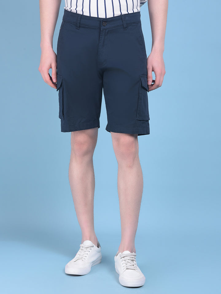 Blue Cotton Shorts-Men Shorts-Crimsoune Club