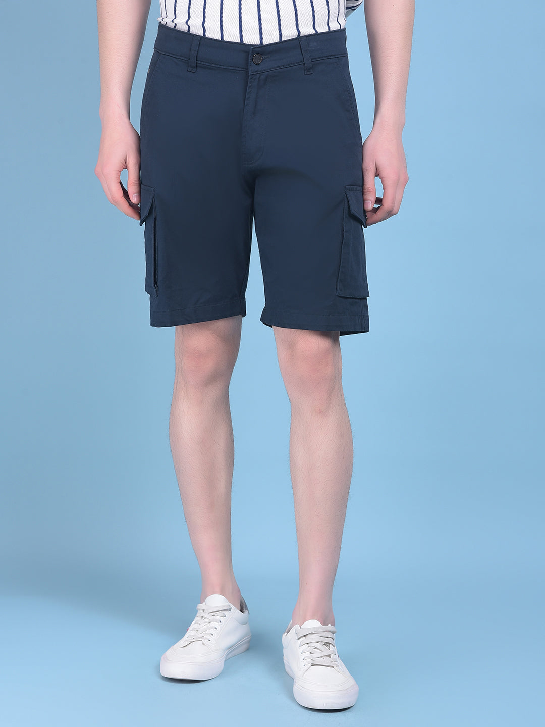 Blue Cotton Shorts-Men Shorts-Crimsoune Club