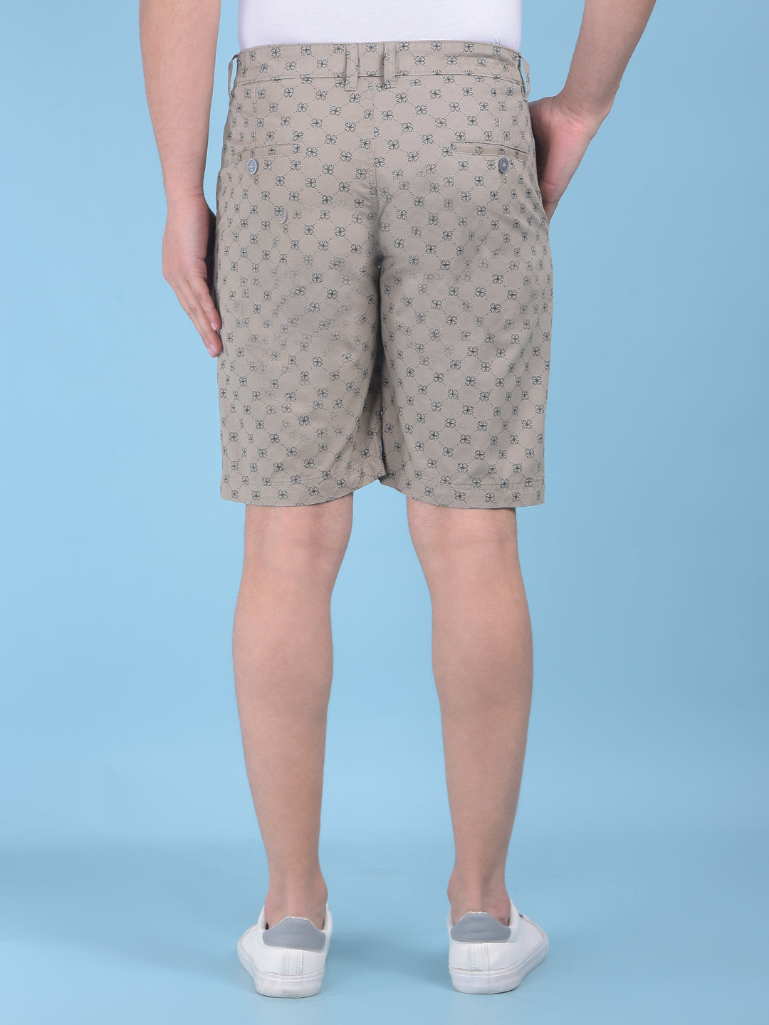 Olive Floral Print 100% Cotton Shorts-Men Shorts-Crimsoune Club